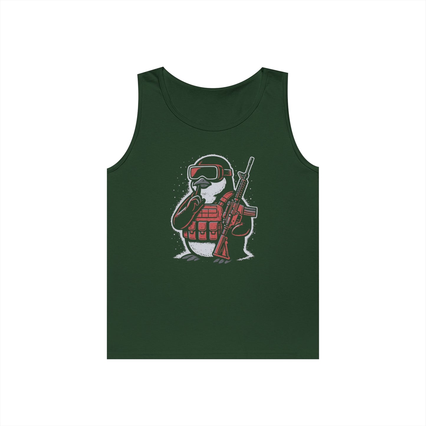 Stay Frosty Tactical Penguin Tank Top – Unisex Heavy Cotton, Multiple Colors, VR Gamer Club Apparel