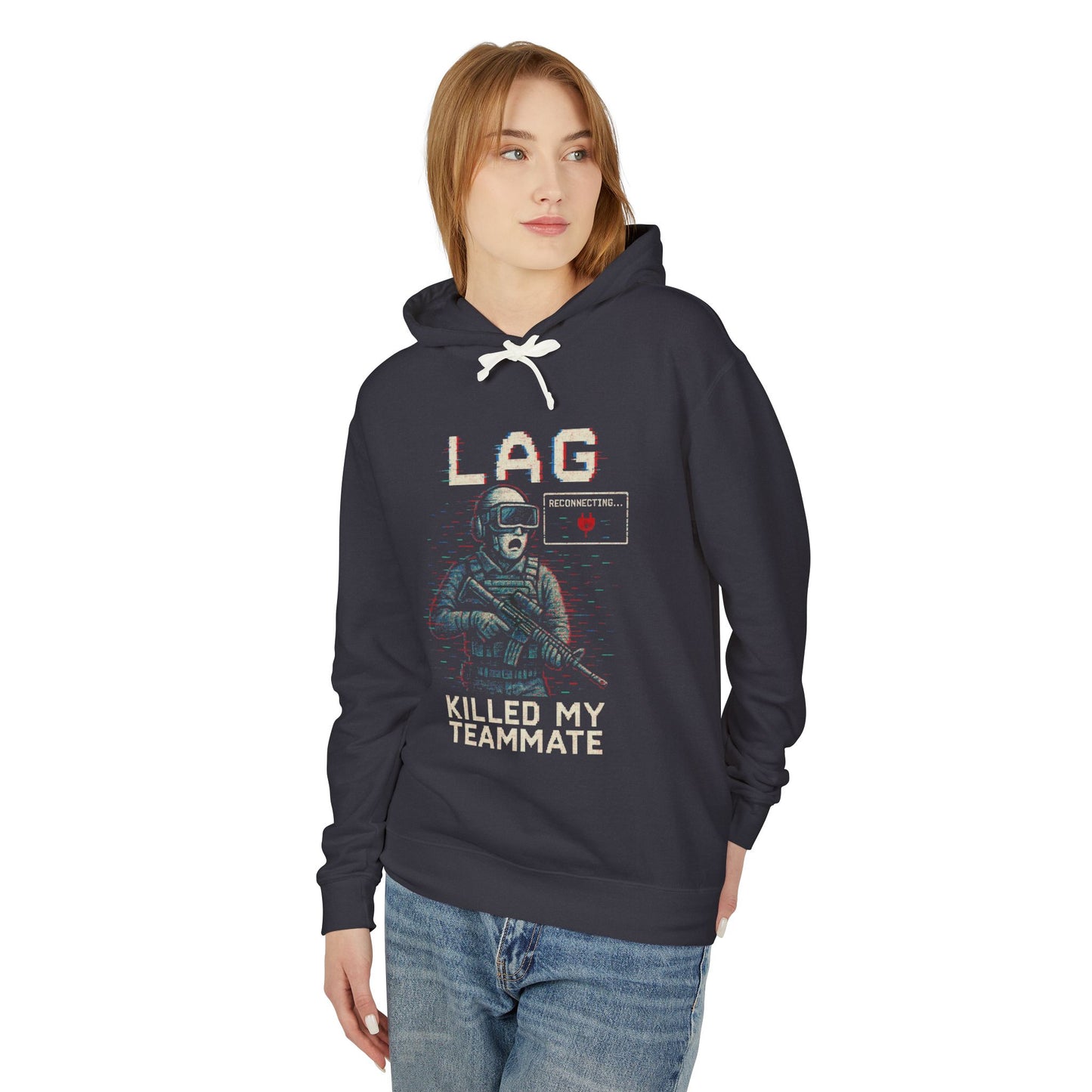 Blame the Ping Hoodie – VR Gamer Unisex Lightweight Hooded Sweatshirt