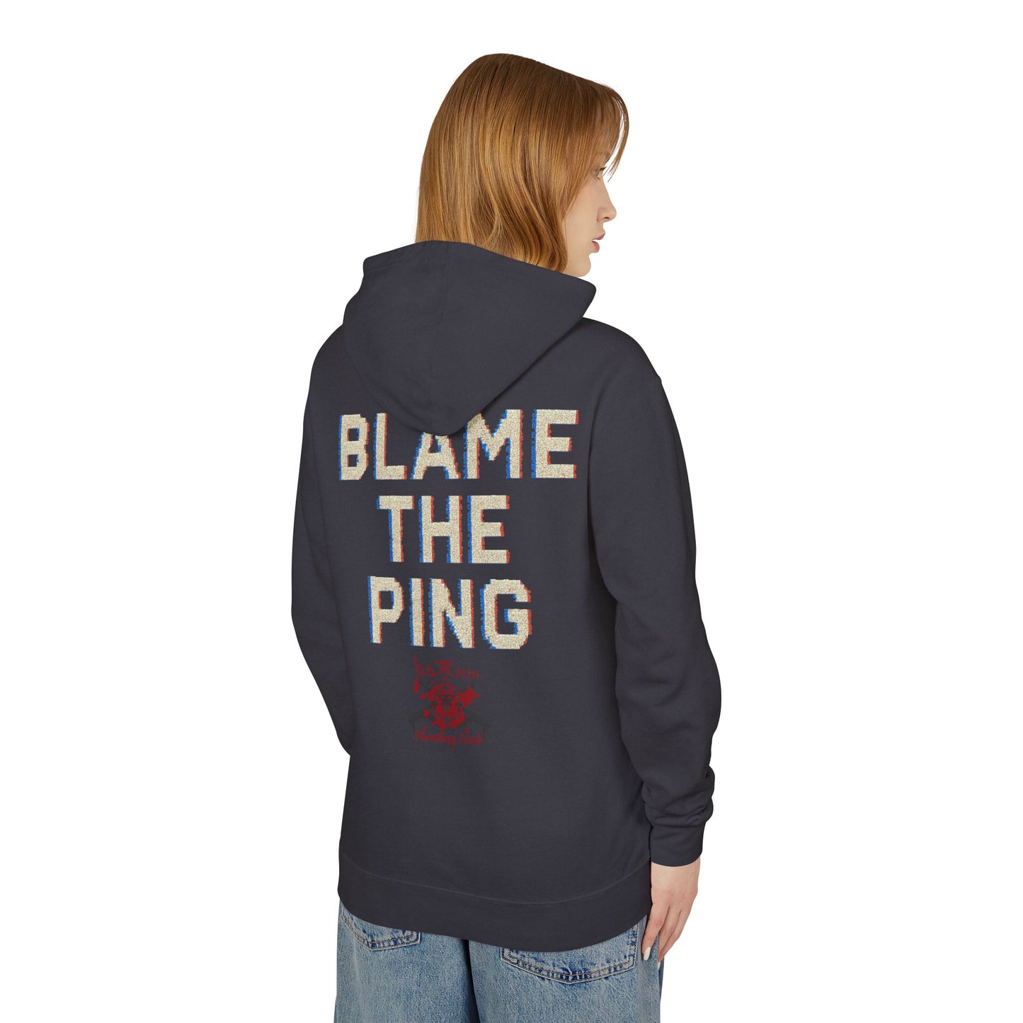 Blame the Ping Hoodie – VR Gamer Unisex Lightweight Hooded Sweatshirt