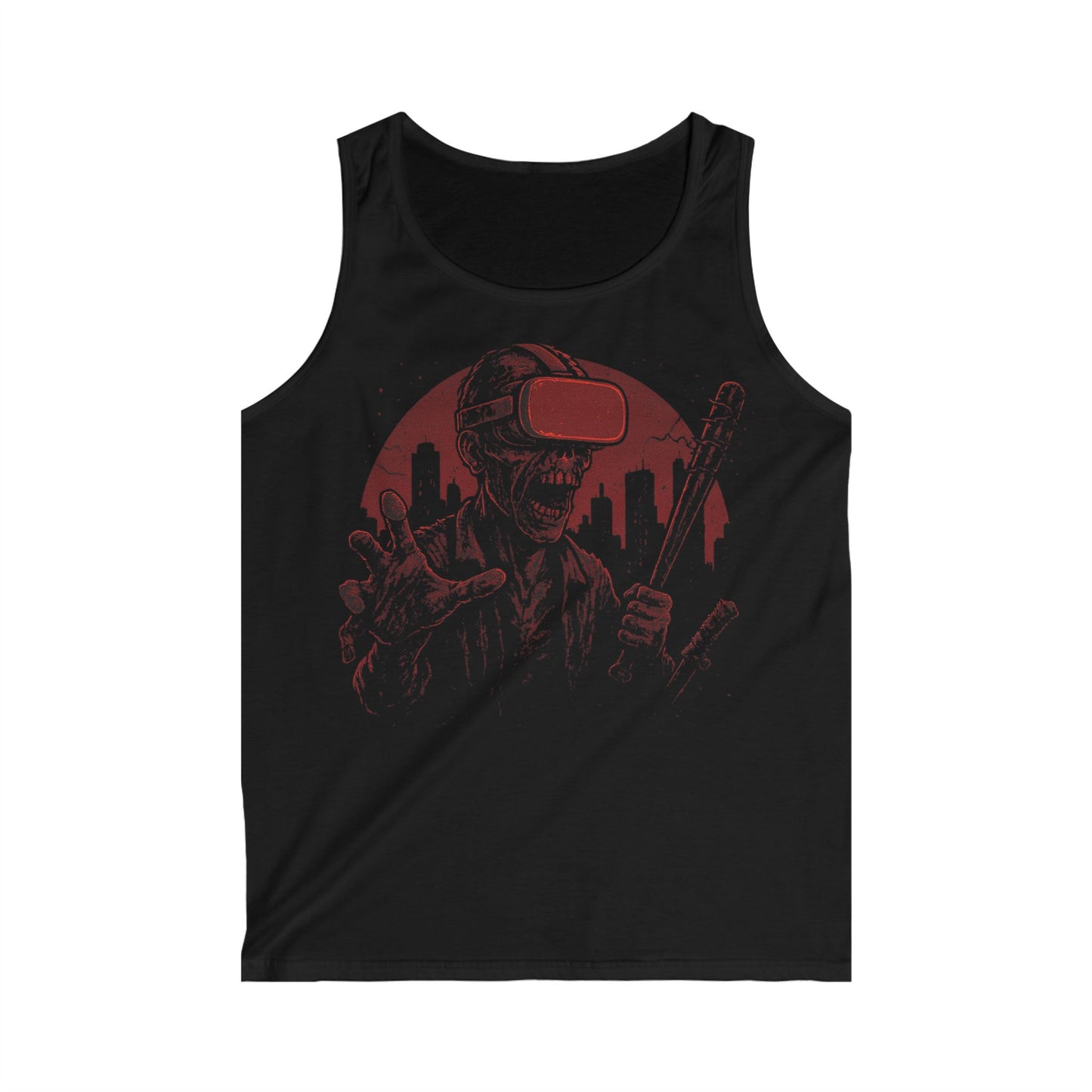VR Zombie Slayer Tank Top – Men’s Softstyle Gaming Graphic Shirt