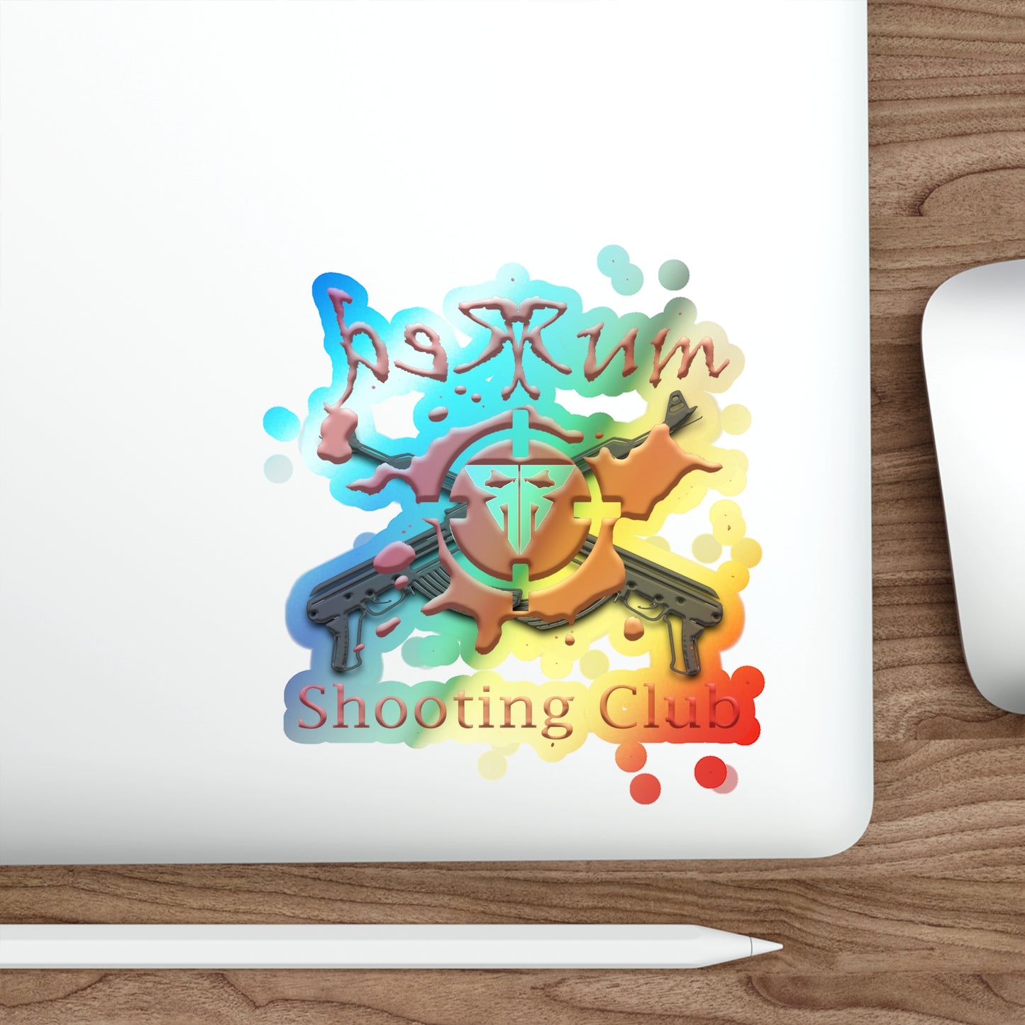 Redrum Shooting Club" Holographic Sticker - Retro Cool with a Shine