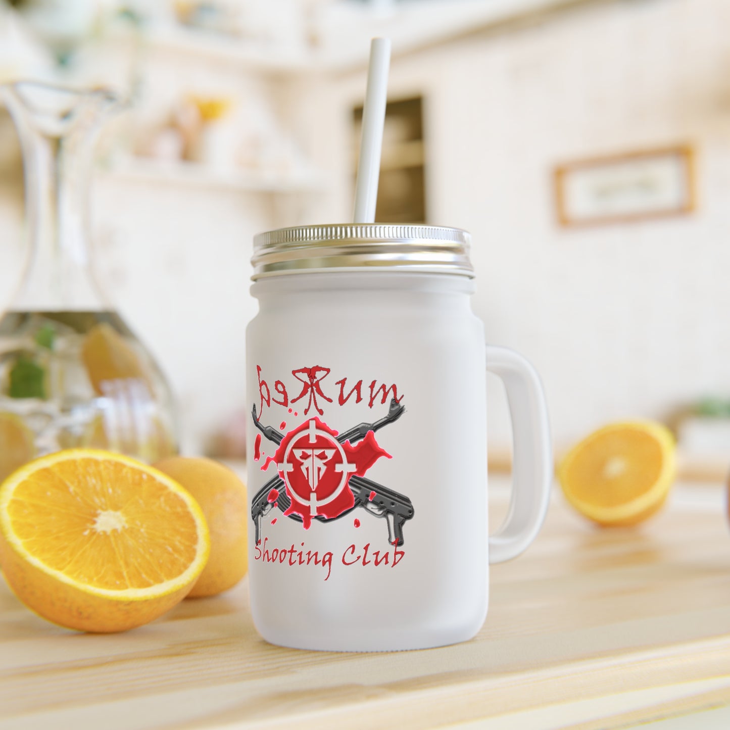 Redrum Shooting Club Frosted Mason Jar – Drink Like a VR Champion