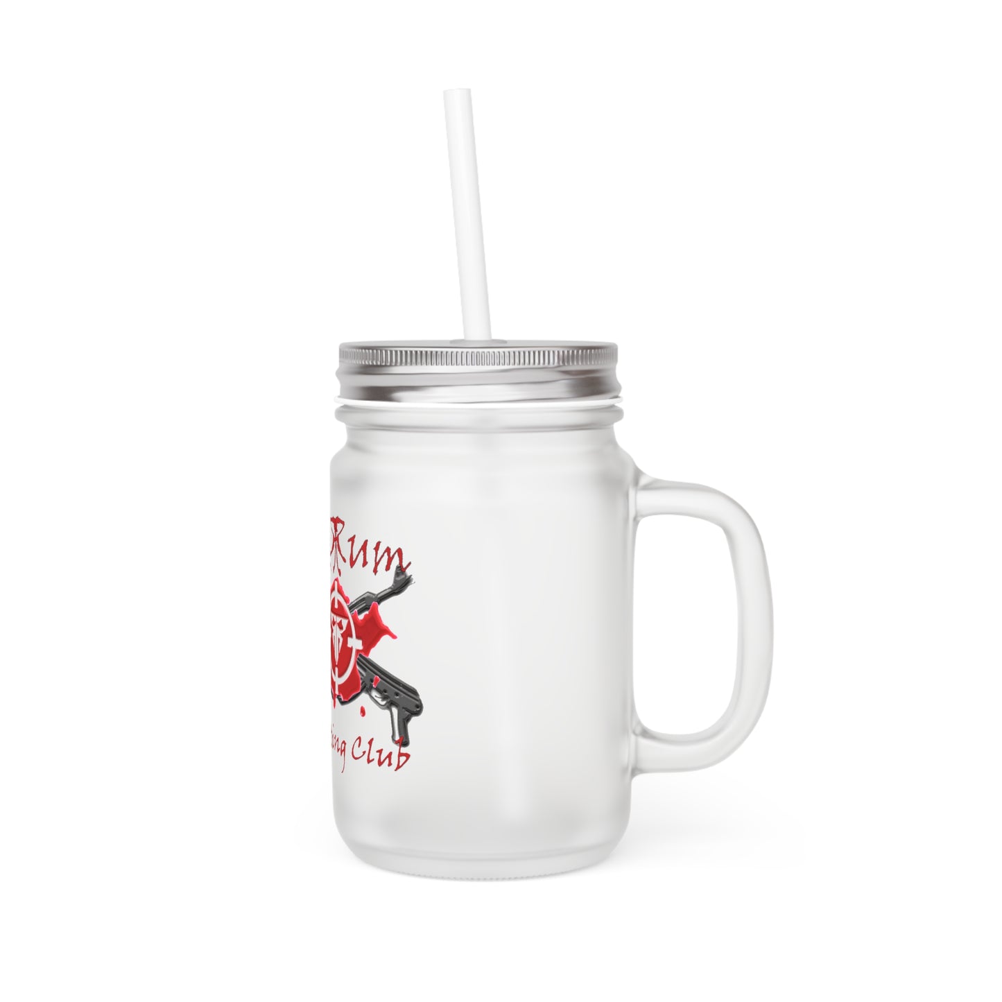 Redrum Shooting Club Frosted Mason Jar – Drink Like a VR Champion