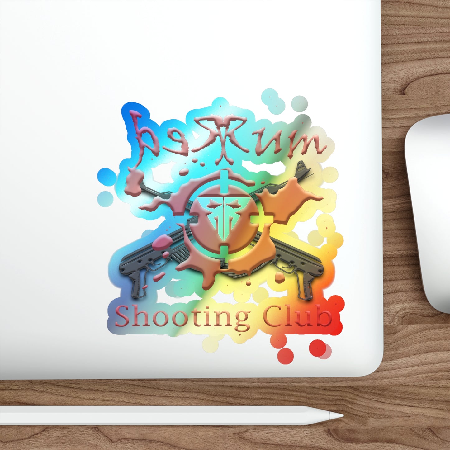 Redrum Shooting Club" Holographic Sticker - Retro Cool with a Shine