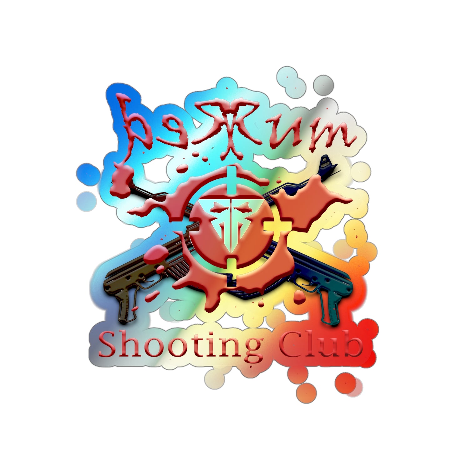 Redrum Shooting Club" Holographic Sticker - Retro Cool with a Shine