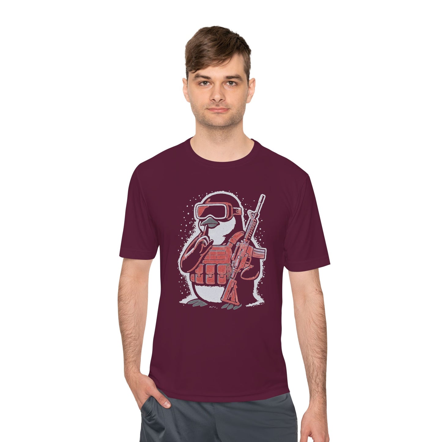 Stay Frosty Tactical Penguin Moisture-Wicking Tee – Unisex Lightweight Gamer Shirt