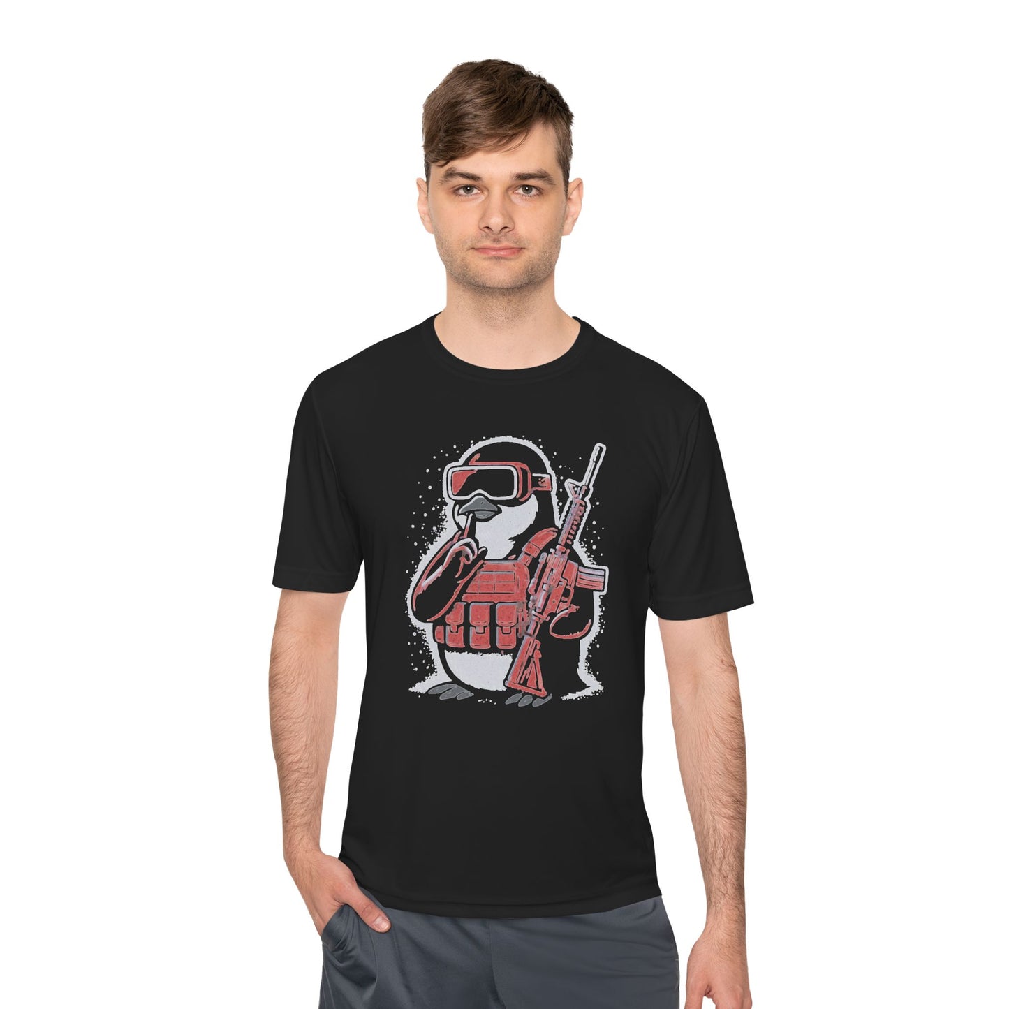 Stay Frosty Tactical Penguin Moisture-Wicking Tee – Unisex Lightweight Gamer Shirt