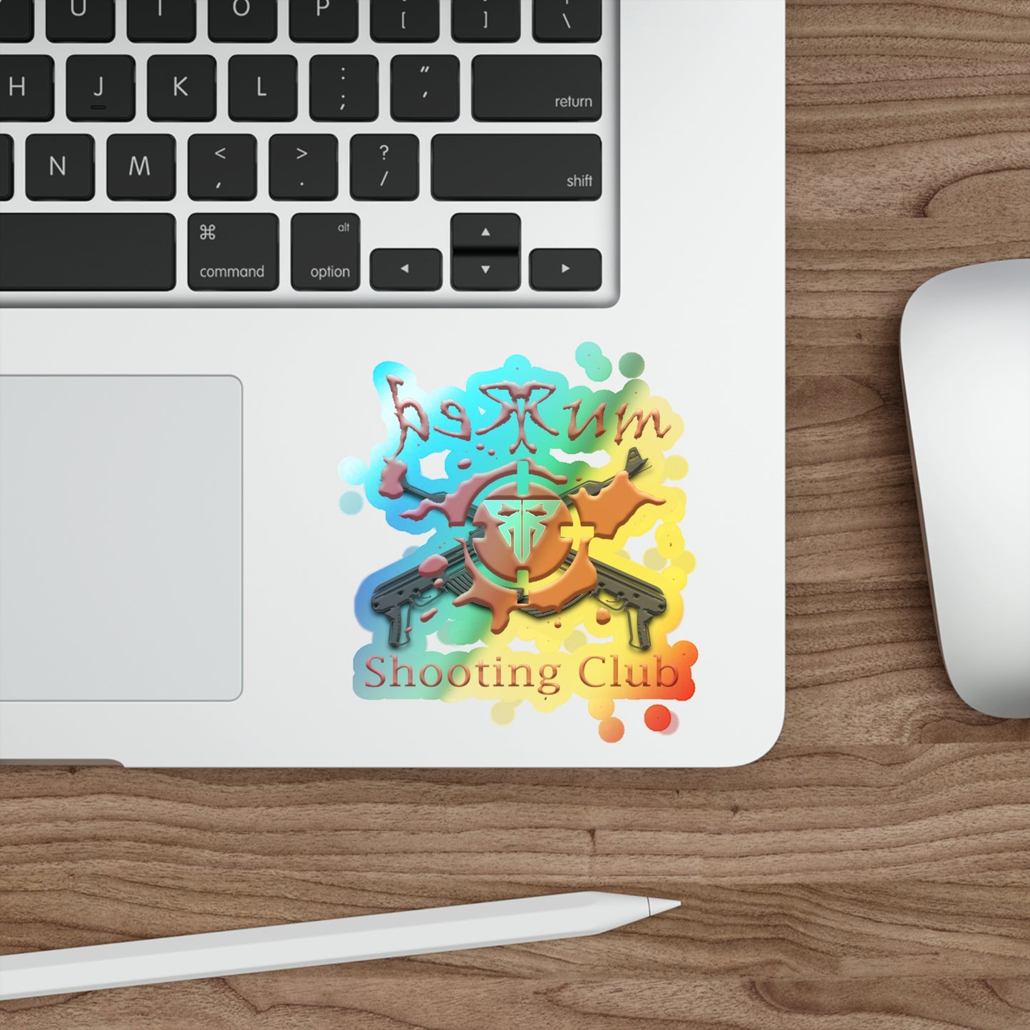 Redrum Shooting Club" Holographic Sticker - Retro Cool with a Shine